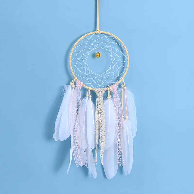 Hand Woven Feather Craft Dream Catcher Bedroom Wind Chimes Hanging Decorations Dreamcatcher Aerial Ornament for Infant Gril Gift