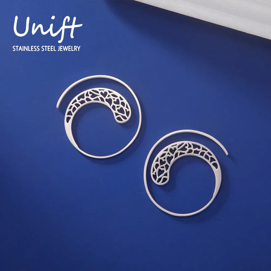 Heart Spiral Hoops Stainless Steel Open Wire Earring Vintage Women Bohemian Jewelry Ear