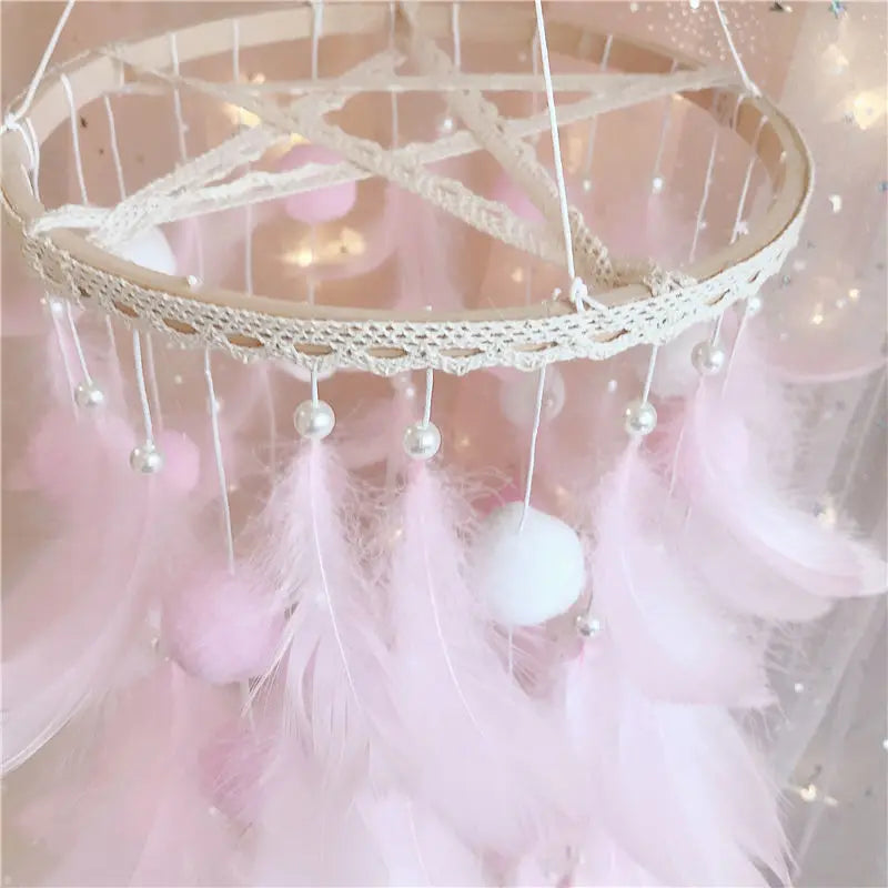 Hand Woven Feather Craft Dream Catcher Bedroom Wind Chimes Hanging Decorations Dreamcatcher Aerial Ornament for Infant Gril Gift